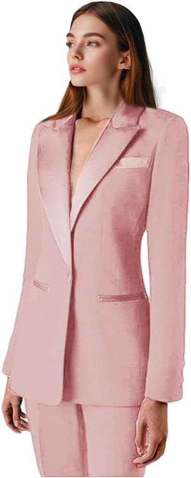 Costume deux pièces pour femme - Coupe ajustée - Blazer et pantalon - Tenue décontractée - Tenue de bal de fin d'année