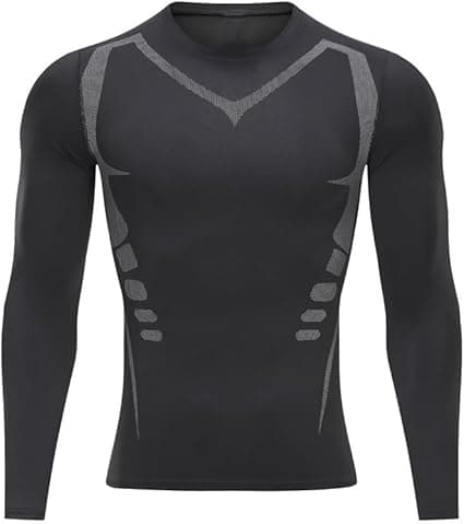 Men's Compression Shirt Athletic Sports Long Sleeve Baselayer Quick-Drying Breathable Running Shirt for Fitness