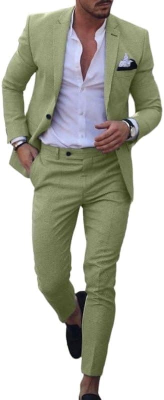 Costume Homme 2 pièces, Costume Homme en Lin 2 pièces, adapté pour Mariage, fête d'affaires, Veste de Costume élégante et Confortable et Pantalon