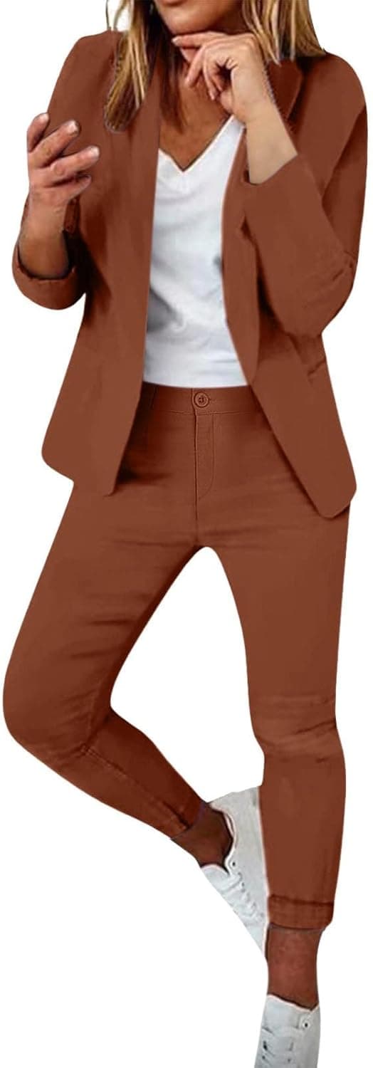 Costume femme deux pièces Curvy élégant costume pantalon femme léger et travail complet avec revers complet avec pantalon et blazer pantalon et veste automne hiver