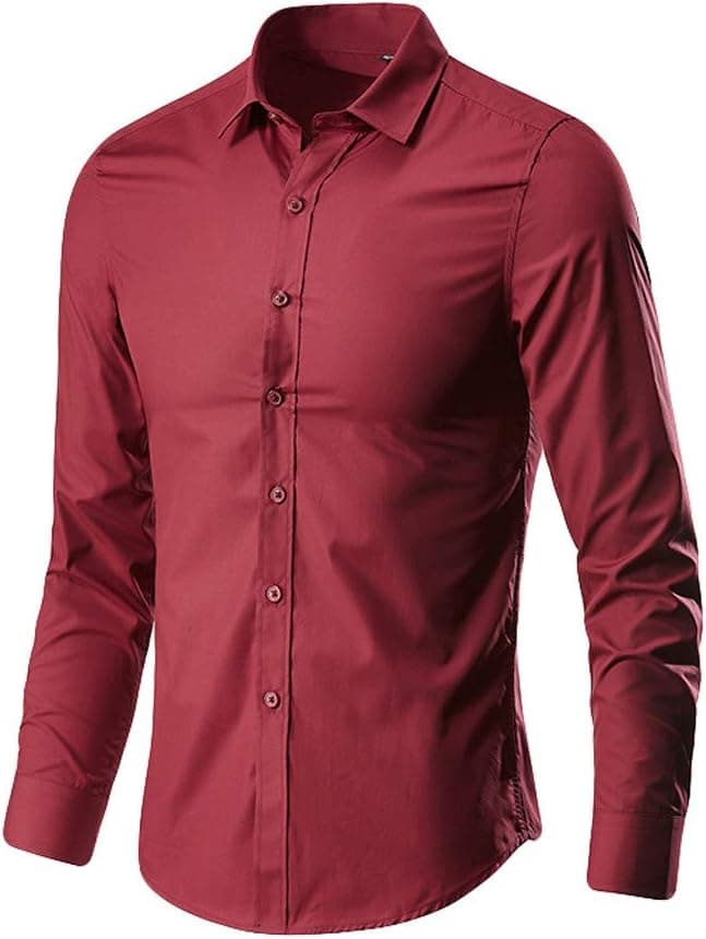 2025 - Chemise à manches longues pour homme - Style business - Loisirs - Couleur revers - Chemise à manches courtes pour homme