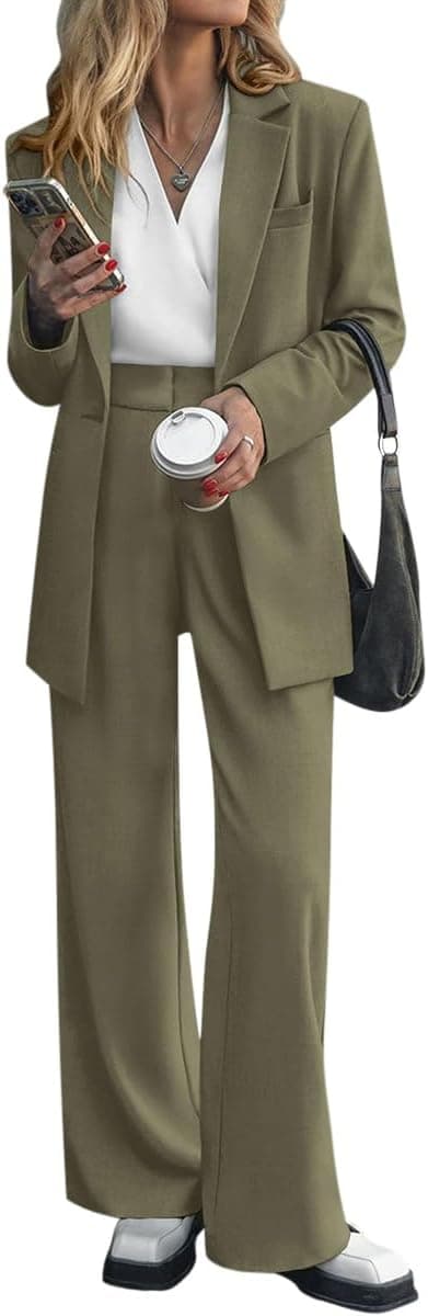 ORANDESIGNE Tailleur 2 Pièces Femme Ensemble Blazer et Pantalon Costume Formel Business Tenue de Travail Bureau Elegant Slim Fit Chic et Moderne Vetement Office Outfit