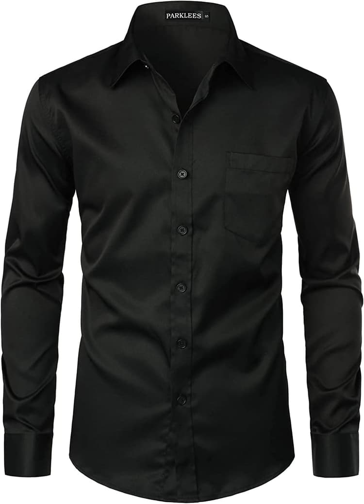 PARKLEES Chemise boutonnée élégante à coupe ajustée, manches longues et poche, style urbain, décontracté ou habillé, pour homme