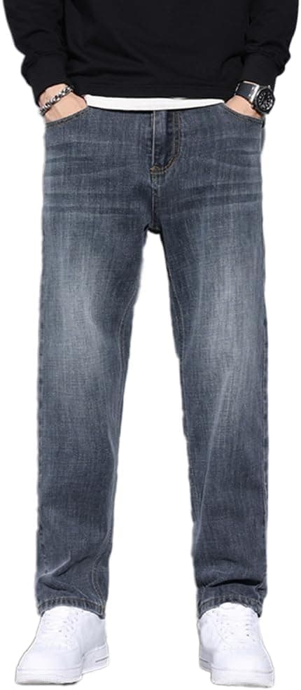 Jeans Homme Pantalons en Denim Lâche Y2K Jean Baggy Pantalon avec Poches Adolescents Vintage Pant de Travail Coupe Droite Style Hip-Hop Pants Streetwear