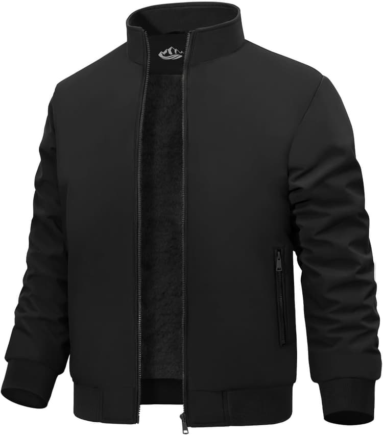 Lonya Blouson Bombers Homme D'Hiver Veste Polaire Imperméable mi Saison Thermique Coupe Vent Aviateur Militaire Doublure Vestes de Baseball Manteaux Chaude avec Poches Zippées