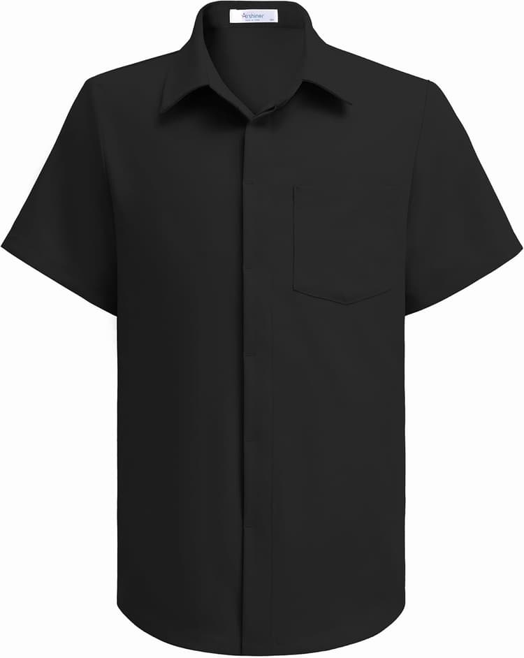 Arshiner Chemise pour Garçons D'été Boutons Manches Courtes Shirt pour Enfants Unie Uniforme Scolaire Formel Shirt Décontractée Enfants Haut Tendance avec Poche Poitrine 5-12 Ans