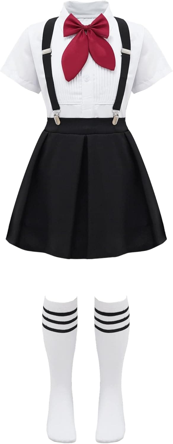Alvivi Enfant Fille Déguisements Sailor Uniforme Scolaire Anime Costume Carnaval Fête Robe Accessoires Tenue Ecoliere Japonaise Schoolgirls 3-16 Ans