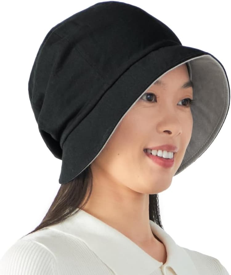 Chapeau De Soleil 100% Coton Bio Mode Japonais, Casquette Été Femme Style Bob, Bonnet Chimio Femme Réversible Et Pliable
