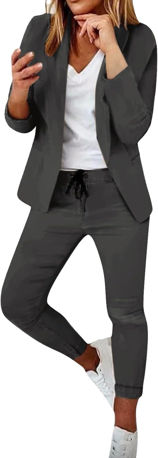 Tailleur Femme Ensemble Pantalon, Travail Femme Costumes 2 PièCes Elegant Couleur Unie/Impression Slim Fit OL Ensemble Blazer Et Pantalon Bureau Formel Chic Et Elegant Veste 2 Pieces Blazer