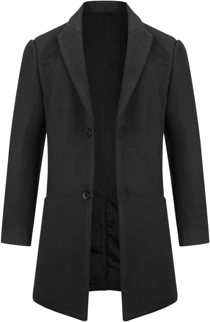 Allthemen Manteaux Homme en Laine Hiver Long Veste Trench Coat Chaud Slim Deux Boutonnages Pardessus Parka Coupe Vent