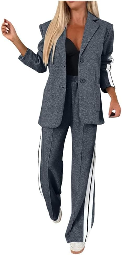 Tomwell Tailleur Femme Ensemble Pantalon 2 Pièces Costumes Manteau Ensemble Col Revers Veste Ensemble Manches Longues Business Tailleur