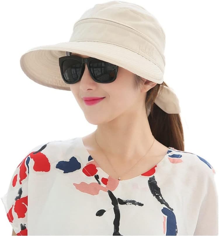 IBLUELOVER Casquette Visière Femme été Casquette de Baseball Queue de Cheval Chapeau Haut Vide Coton Chapeau de Soleil Large Bord Anti-UV Casquette Cap Snapback Chapeau de Sport Golf Plage Voyage