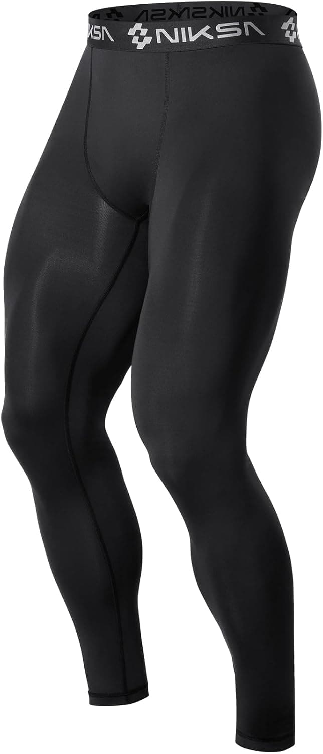 Niksa Men's Compression Pants, Athletic Workout Tights Performance Leggings Baselayer for Running Football Yoga Sports