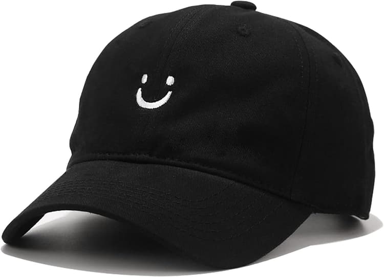 Umeepar Smile Face Baseball Cap for Women Men Adjustable Low Profile Unstructured Cotton Dad Hat
