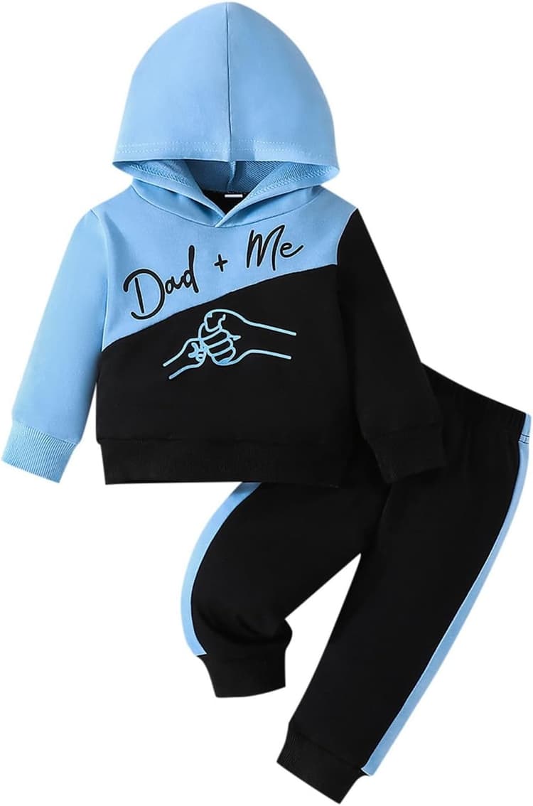 Generisch Vêtements pour garçon - À manches longues - Lettre imprimée - Sweat à capuche - Pantalons - Tenue bébé garçon