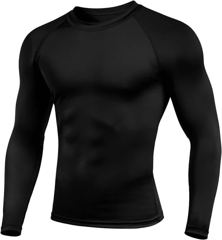 T-Shirts de Sport Homme, Maillot Compression à Manches Longues, Baselayer Maillot Séchage, Rapide, Respirante, Élasticité, Vetement Fitness Running pour Sports Jogging Musculation