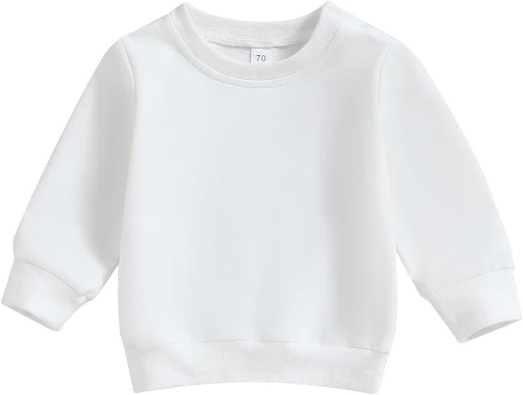 Sweat-shirt à manches longues et col rond pour bébé garçon - Couleur unie - Haut d'automne décontracté - Vêtements d'automne