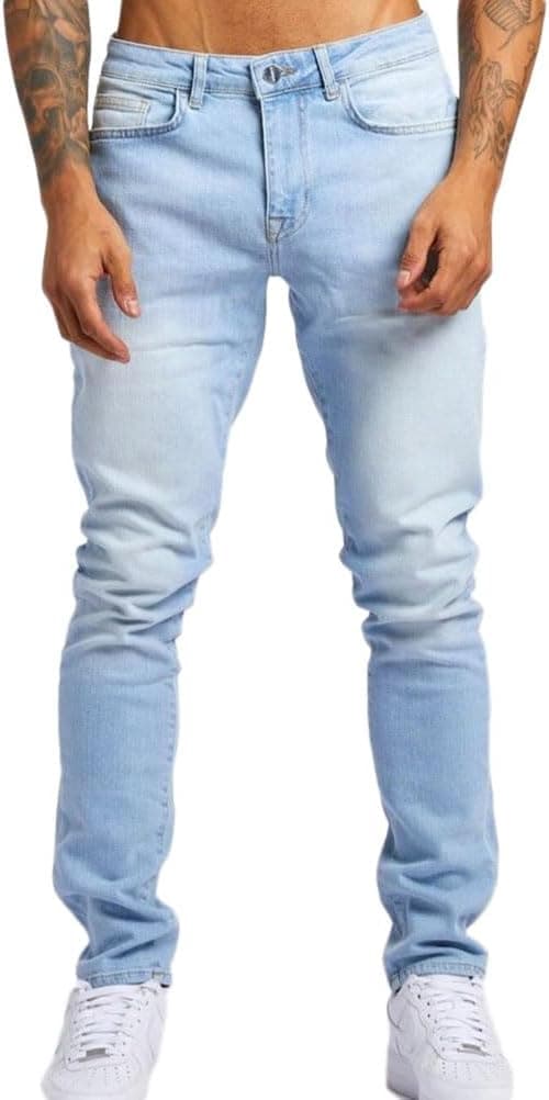 Jeans Homme Pantalons en Denim à Trou Droit Jeans Trou Cassé Pantalons avec Fermeture Éclair Jean Hip Hop Bassin Jeans Homme Pantalons de Sport Jeans Trou Cassé