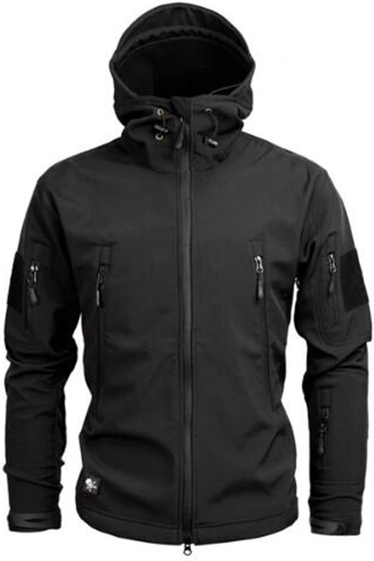 Tactique Veste Militaire Chaude Polaire Manches Longue à Capuche Camouflage Softshell imperméable Homme pour Camping Chasse pêche Outdoor Blouson A Capuche