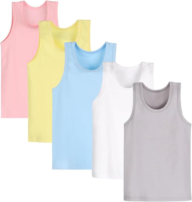 Paquet de 5 Gilets Camisole pour Filles, sous-vêtements Doux sans Manches pour Enfants, débardeurs Unis pour Tout-Petits, vêtements de Danse de Gymnastique de Ballet à Dos Nageur