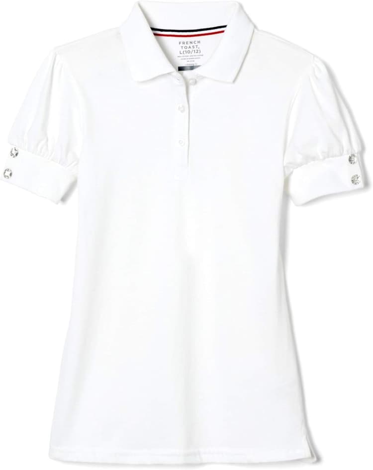 French Toast Girls Puff Sleeve Double Button Polo