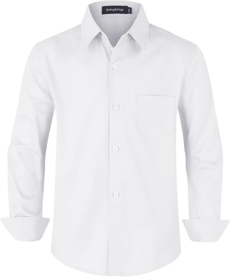 Spring & Gege Chemises Manches Longues Garçons de Coton pour Enfants (3-14 Ans)