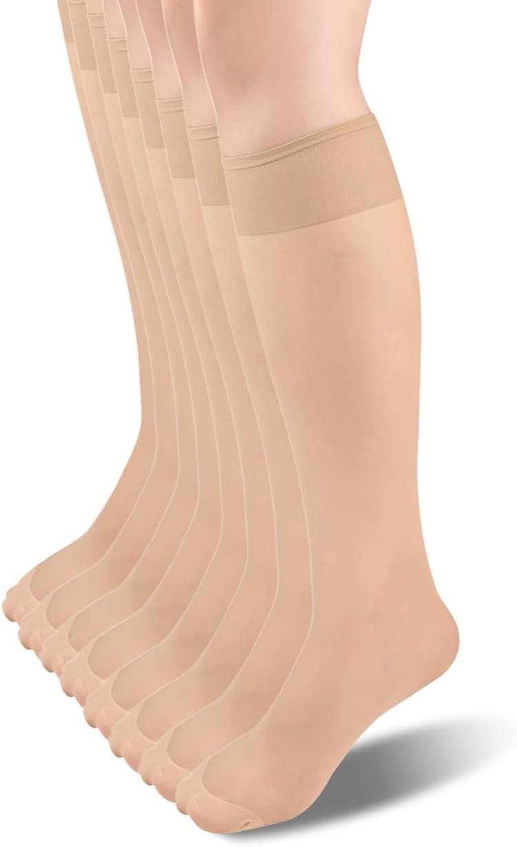 8 Paires Mi Bas Femme, 15 DEN Mi Bas de Contention Femme Élasticité Transparent Chaussettes Transparentes Confort Durable Maintien