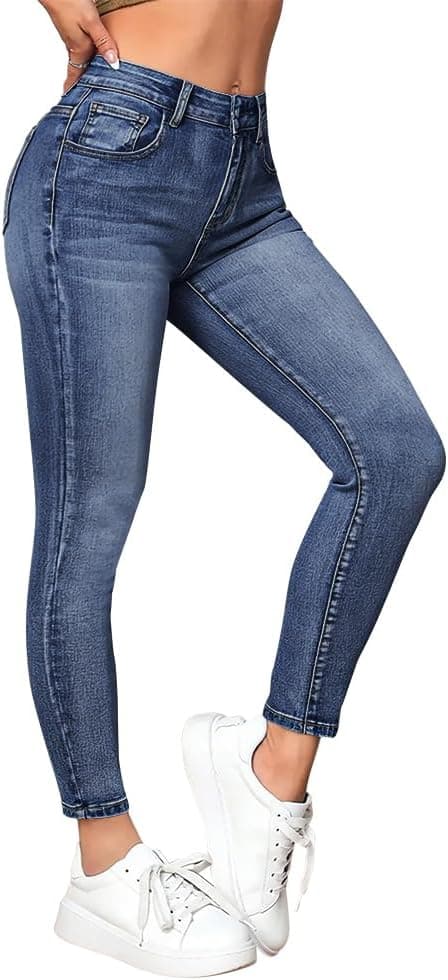 Tomwell Jeggings Femme Taille Haute Jean Skinny Elastique Rétro Jeans