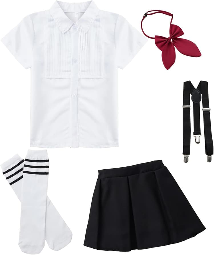 Alvivi Enfant Fille Déguisements Sailor Uniforme Scolaire Anime Costume Carnaval Fête Robe Accessoires Tenue Ecoliere Japonaise Schoolgirls 3-16 Ans
