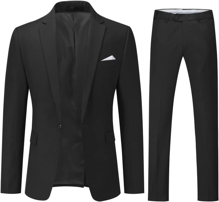 YOUTHUP Costume Homme 2 Pièces Revers Cranté Un Bouton Slim Fit Mariage Smoking Formel Business Couleur Unie