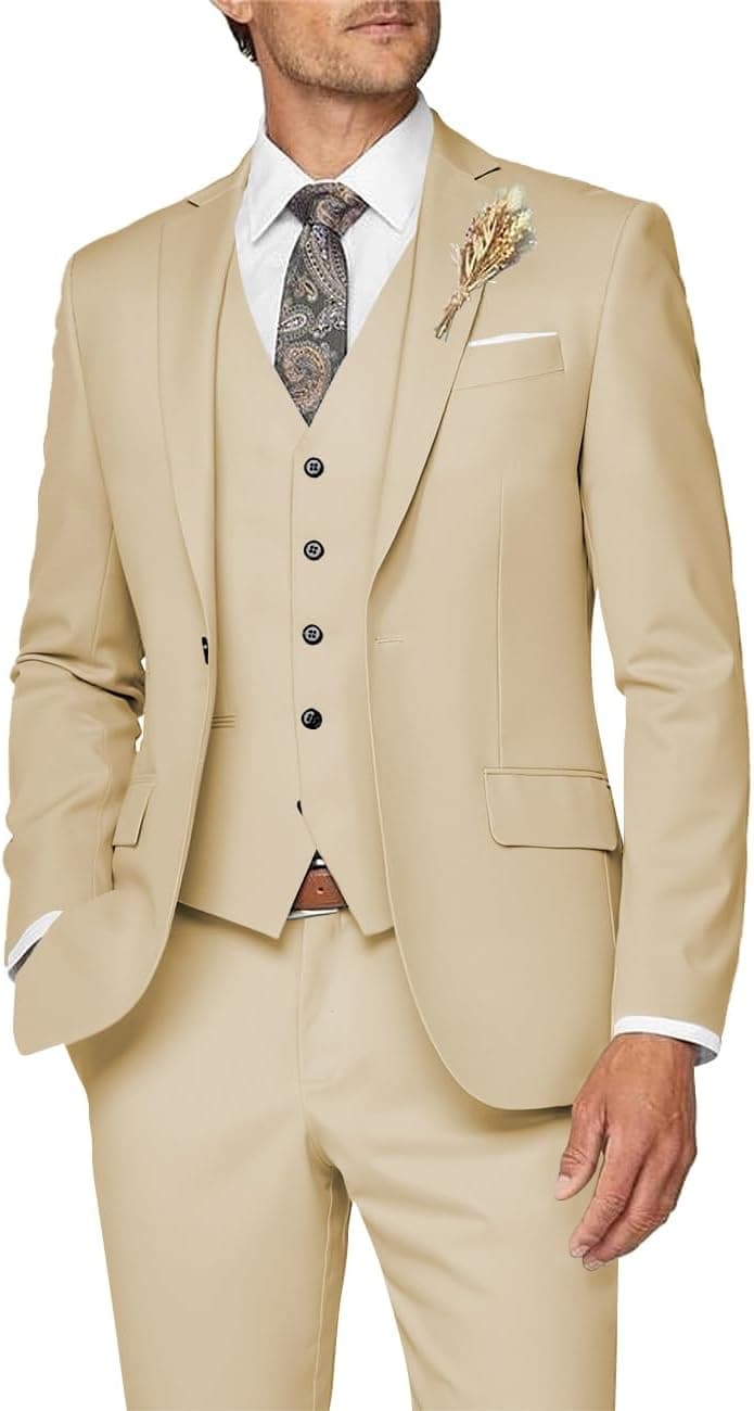 Wangyue Mens Suit 3 Piece Slim Fit Suit for Men Formal Business Suit Wedding Groom Prom Tuxedo Dinner Party