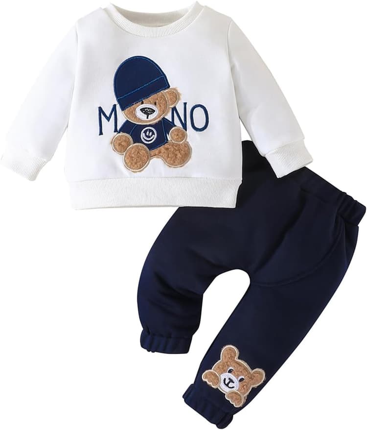 Bébé Garçon Vêtement Bloc de Couleur/Lettre Imprimée Sweat-shirt+ Couleur Unie Pantalon pour Bébé Automne Printemps 2 Pièces Ensemble
