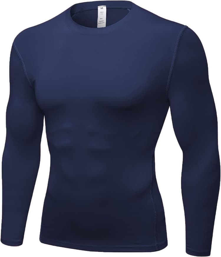 Men's Compression Long Sleeve Shirts, Cool Dry Sport Workout Underwear Shirt Athletic Baselayers Gym Running Tops 1/2 Pack