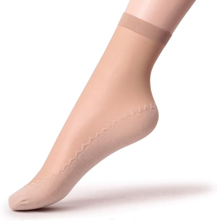 Femmes 6 Paires de Semelles Transparentes, Soyeuses et Antidérapantes en Coton Collants Chaussettes Bas à Talons Hauts à Pointe Renforcée (6 Paires Beige)