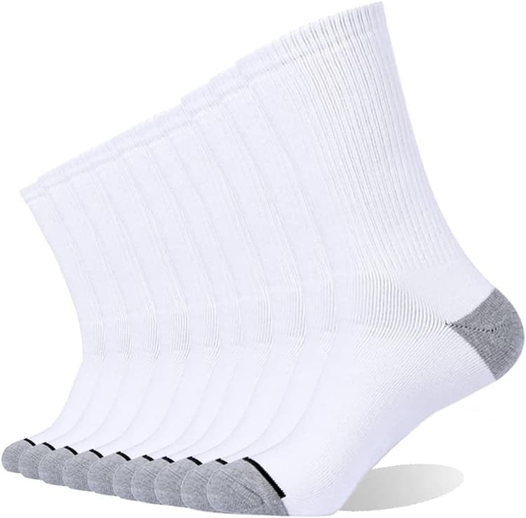 EnerWear 10P Pack Unisex Cotton Moisture Wicking Cushion Crew Socks