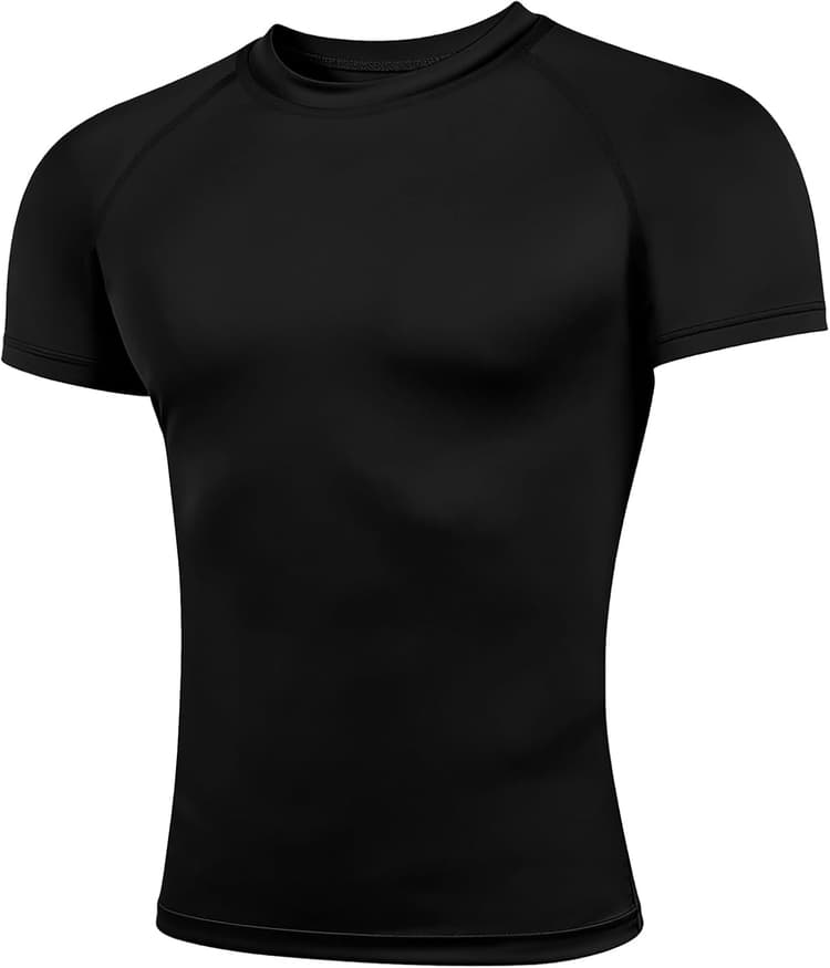 T-Shirts de Sport Homme, Maillot Compression à Manches Courtes, Baselayer Maillot Séchage, Rapide, Respirante, Élasticité, Vetement Fitness Running pour Sports Jogging Musculation