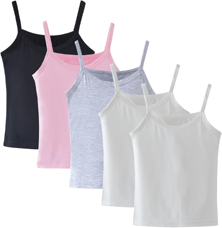 Paquet de 5 Gilets Camisole pour Filles, sous-vêtements Doux sans Manches pour Enfants, débardeurs Unis pour Tout-Petits, vêtements de Danse de Gymnastique de Ballet à Dos Nageur