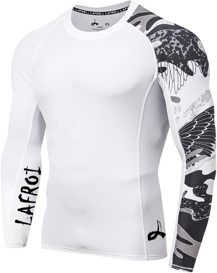 LAFROI Men's Long Sleeve UPF 50+ Baselayer Skins Performance Fit Compression Rash Guard-CLYYB
