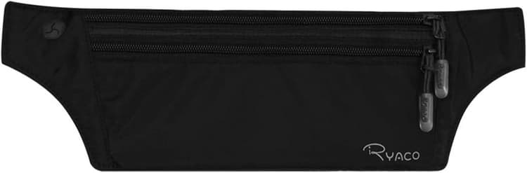 Ryaco Ceinture de Voyage Sac Banane avec Technologue RFID, Pochette de Securite Femme ou Homme pour Argents, Passeports, Carte Débit et Crédit et Smartphones - Noir