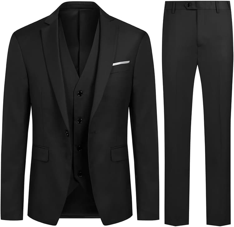 Allthemen Costumes Hommes 3 Pièces Mariage Un Bouton Slim Fit Vests de Smoking Couleur Pure Formel Veste Gilet et Pantalon