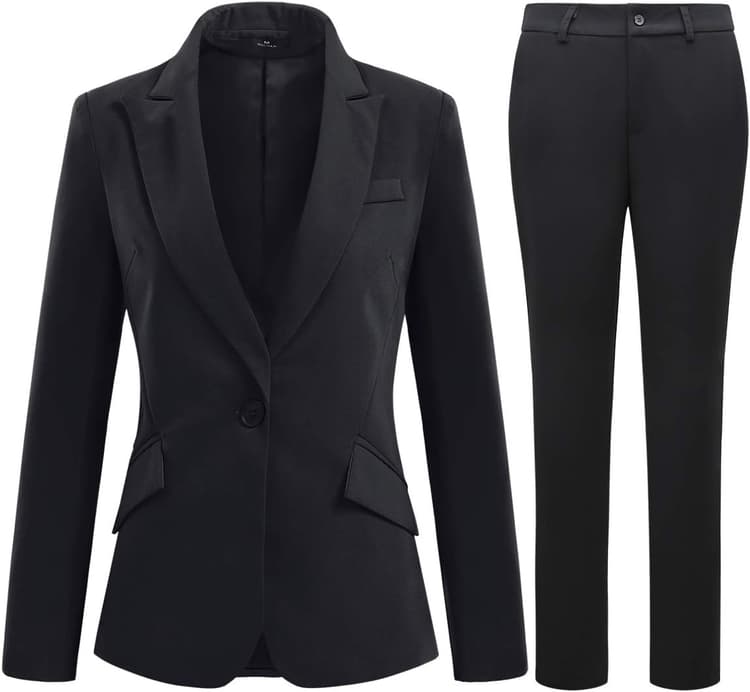 YYNUDA Tailleur Femme 2 Pièces Formel Blazer Ensemble Pantalon Elegant Slim Veste avec Jupe Poches Business