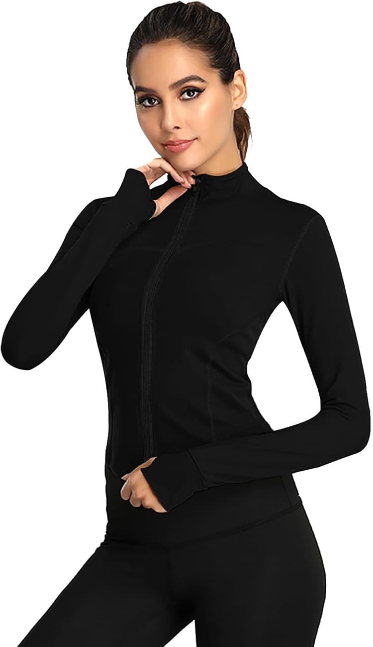 flintronic Veste de Sport Femme, Haut de Course Respirant à Manches Femme, Léger Éclair Haut de Fitness, Séchage Rapide Veste de Course avec Fermeture pour Yoga Running Fitness Jogging