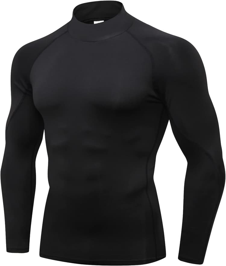 SPVISE 1 or 2 Pack Men's Compression Shirts Long Sleeve Athletic Workout T-Shirts Cool Dry Undershirts Turtle Neck Gym Tops