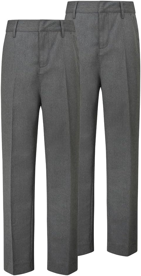 Trutex Basics Lot de 2 pantalons d'école gris pour garçons (3 à 12 ans) - Pantalon d'école à jambe étroite pour garçon - Pantalon d'école intelligent et durable - Véritable uniforme scolaire