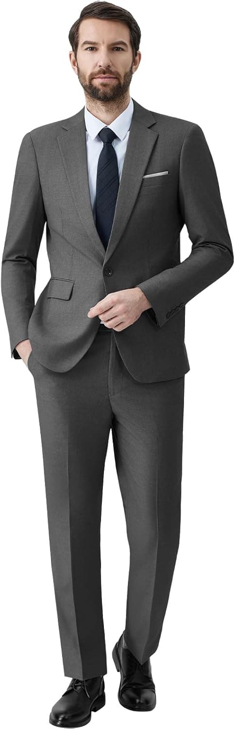 Costumes Hommes 2 Pièces Slim Fit Vests de Smoking à Un Bouton Mariage Mens Suits Business Blazer Veste et Pantalon