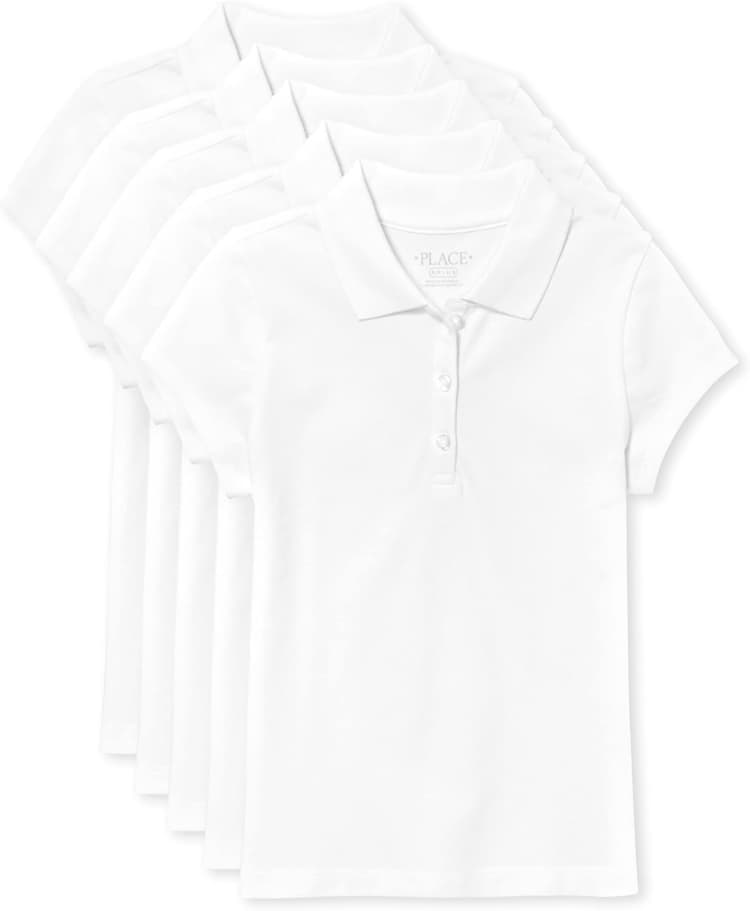 The Children's Place Girls' Short Sleeve Pique Polo, 5 Pack