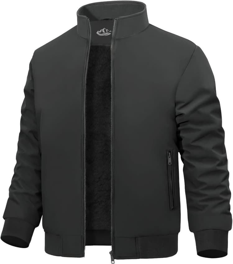 Xnova Blouson Bombers Homme d'hiver Chaud Blousons Aviateur Légère Doublée en Polaire Veste Imperméable mi Saison Thermique Bombardier Manteau Coupe Vent Zippée Travail