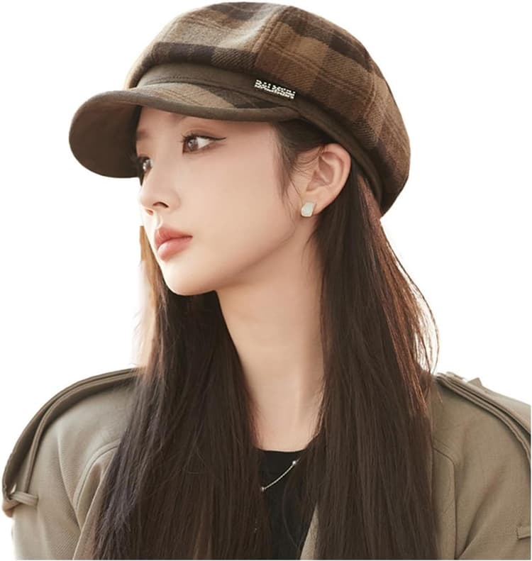 Bonnet ballon pour femme - Léger et fin - Style Newsboy - Vintage - Protection UV - Octogonal - 54-59 cm