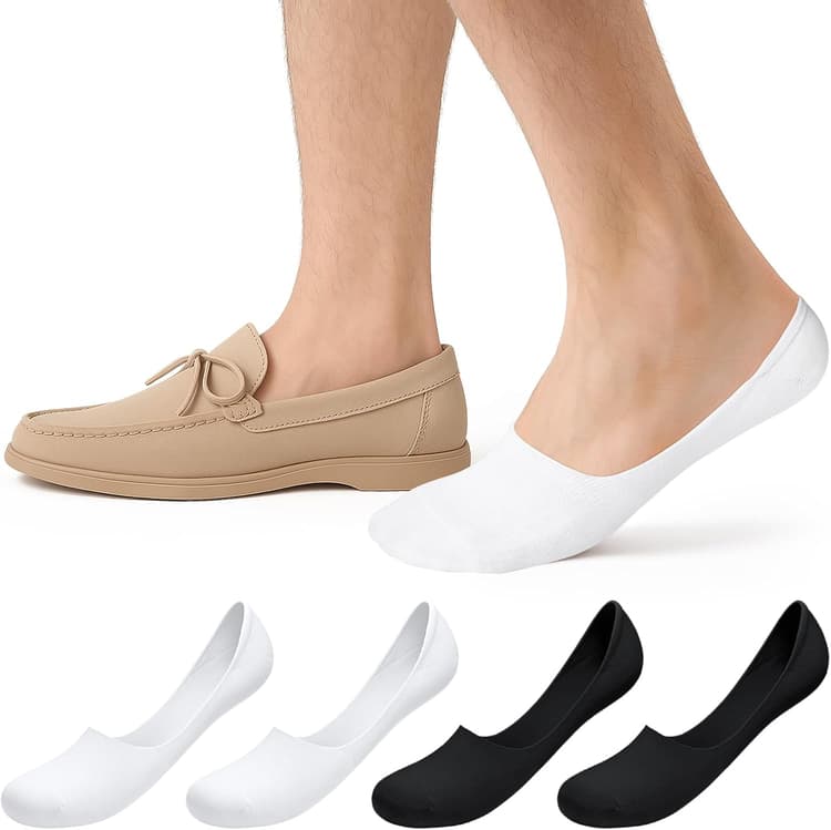 4 Paires Chaussettes Invisibles Homme, Chaussette Basse avec Silicone Antidérapant Doux et Confortable Chaussette Mocassin pour Baskets, Chaussures Oxford et Chaussures Décontractées