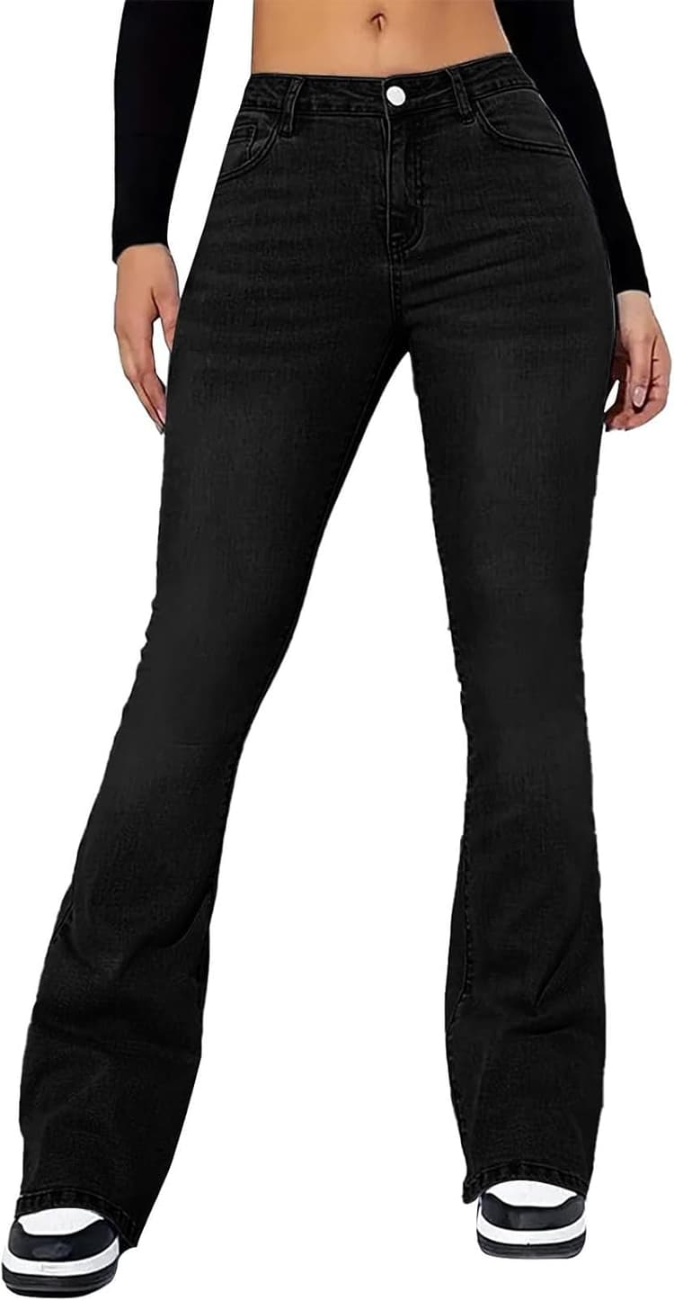 Jeans Femme,Jeans Skinny Bootcut Femme,Tissu Doux Confortable,Pantalon Coupe Classique AjustéE Slim,Pantalon Elastique Décontracté Favoriser la Silhouette pour Les Trajets Quotidiens.